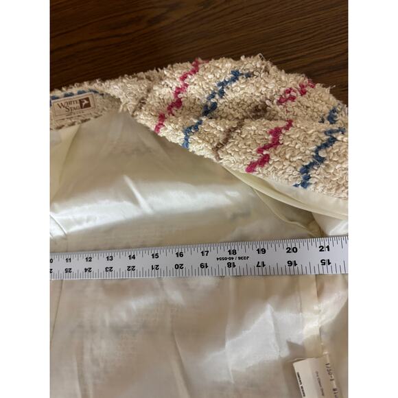 Vintage White Stag Bouclé Jacket Women’s Medium Made in USA Striped Retro Lined - Picture 11 of 12